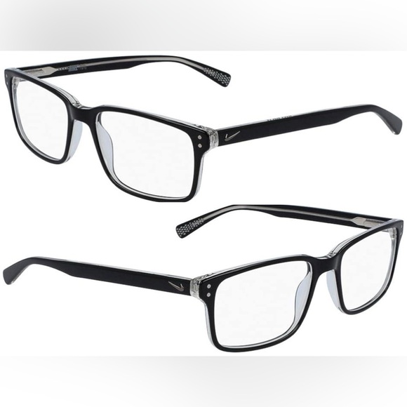 COPY - Nike 7240 002 Black Crystal Clear Square Eyeglasses Frames 53-17 140 Spo… - Picture 1 of 14
